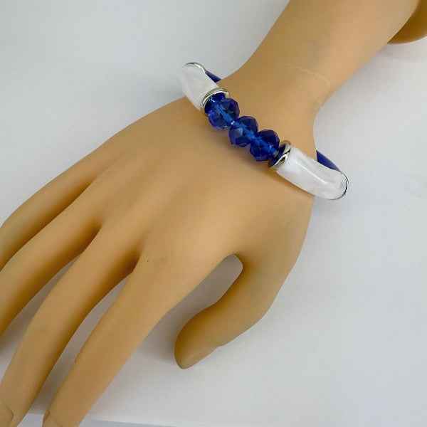 Two Tone Stretchy Bracelet With Beads aabee3f9-0c13-4581-a2e3-0a4a958cd087