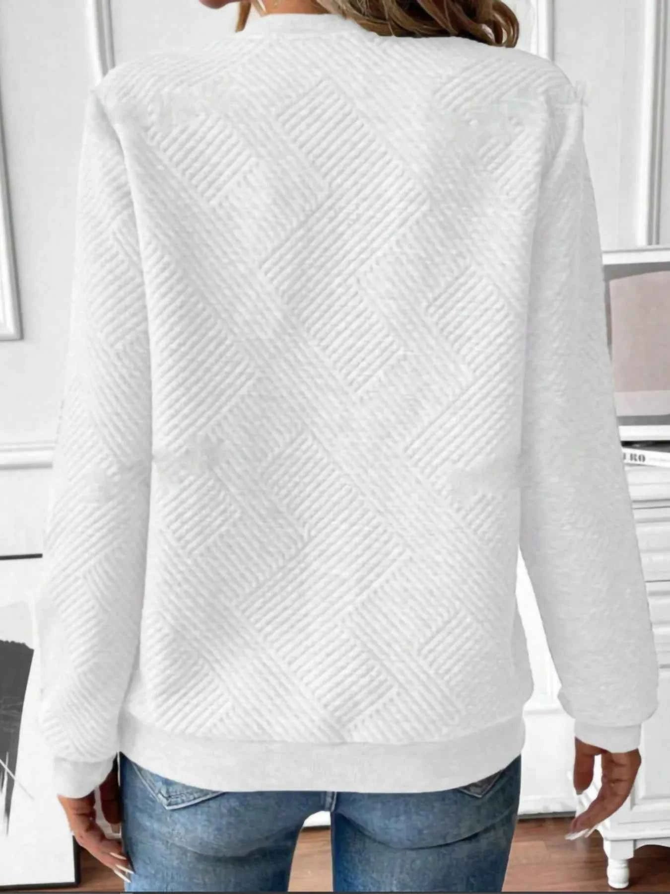 Quarter Zip Textured Long Sleeve Sweatshirt aac9556df4144cebb895d3db6720c0d5-Max-Origin