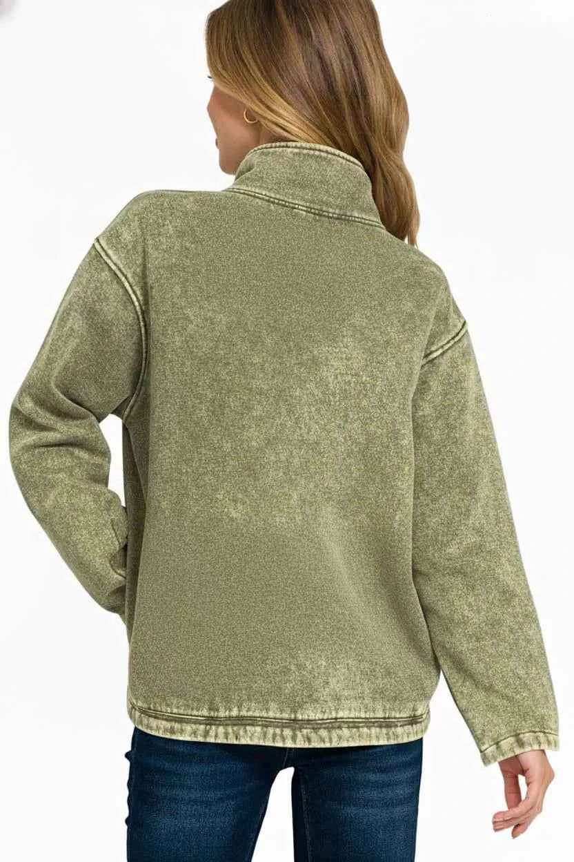 Zenana Fleece Washed High Neck Kangaroo Pocket Sweatshirt aae75ba8-8829-40ab-9584-158060a50ef8-Max-Origin