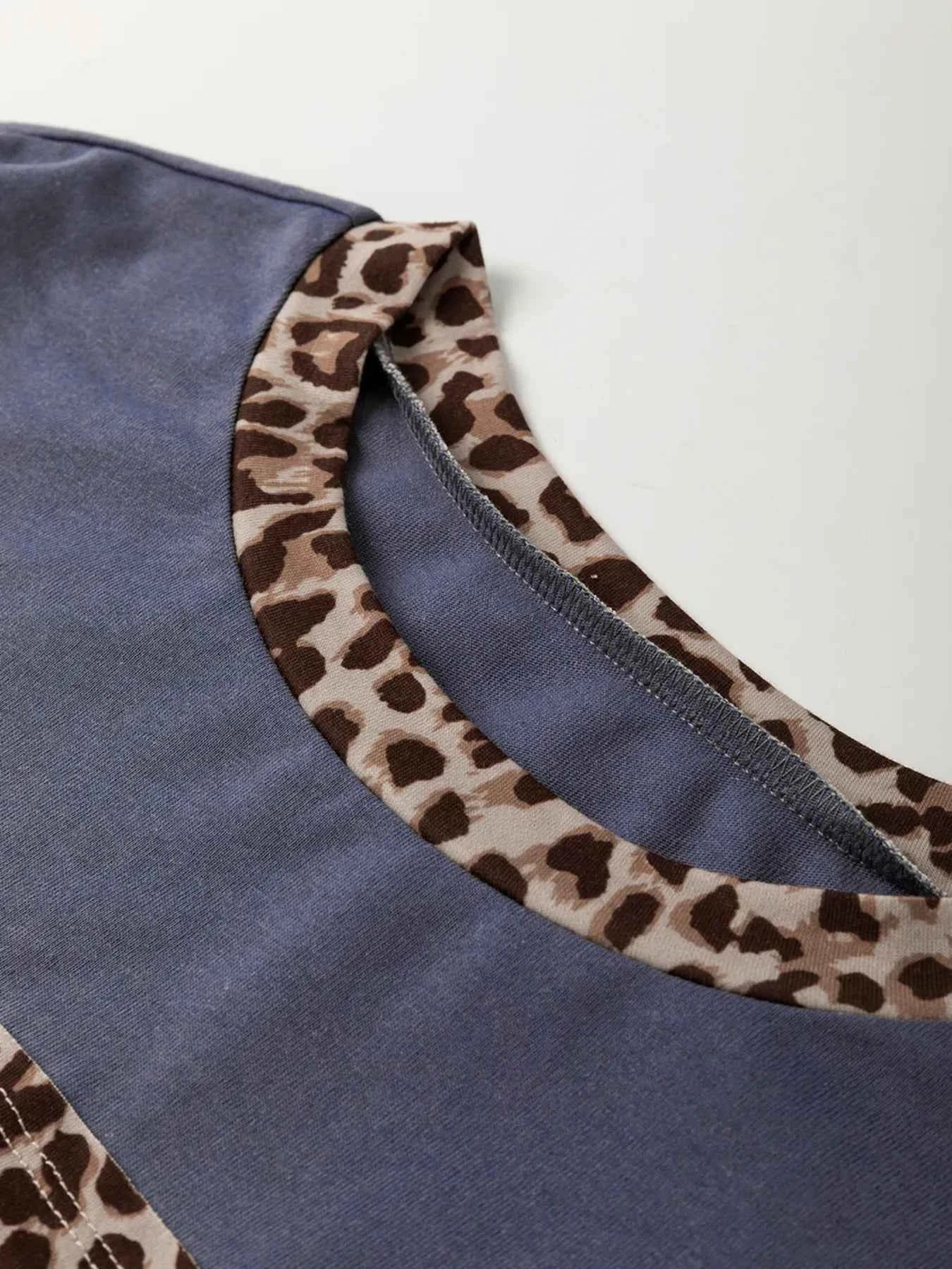 Leopard Color Block Long Sleeve Drop Shoulder Top aaee5d669bbc45b6a0c58042f8697c61-Max-Origin