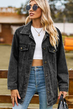 Buttoned Collared Neck Denim Jacket with Pockets aaf15c65952c48ed93dce98533067cba-Max