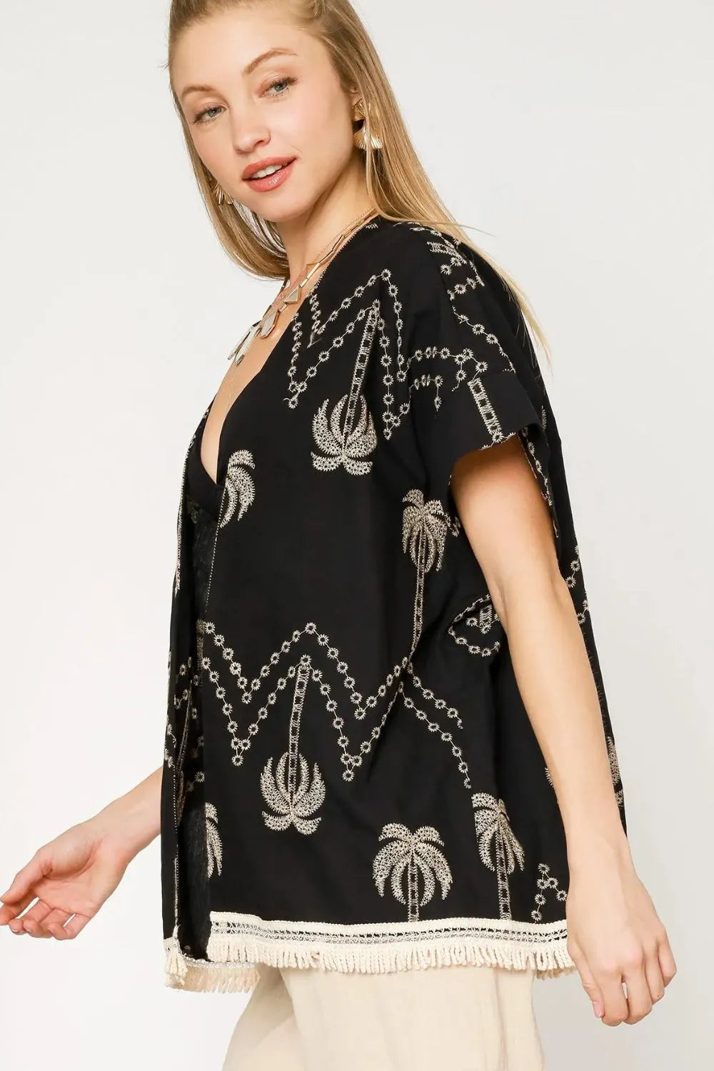 Umgee Open Front Embroidered Fringe Kimono aaf3c602-031d-4fc4-9cdb-e0963a84bb4f-Max-Origin