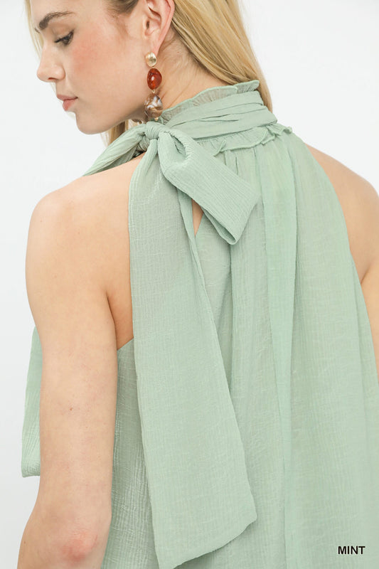 Halter Tie Neck Sleeveless Chiffon Top ab021a54-829f-4670-b461-209324f9d91e-Max