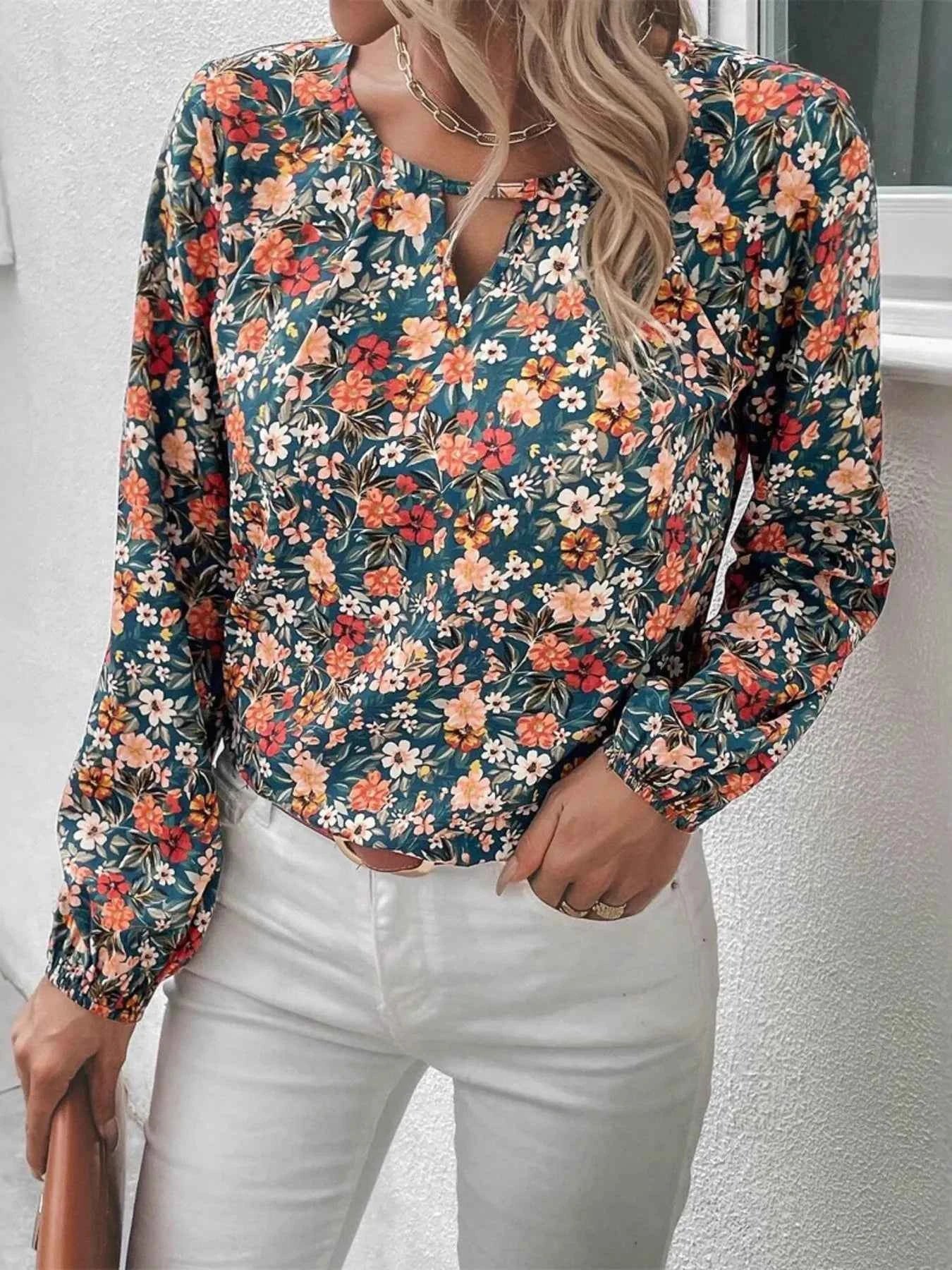 Floral Print Long Sleeve Blouse ab028af4ad2e4ab7bde4e1d55fb6361b-Max-Origin