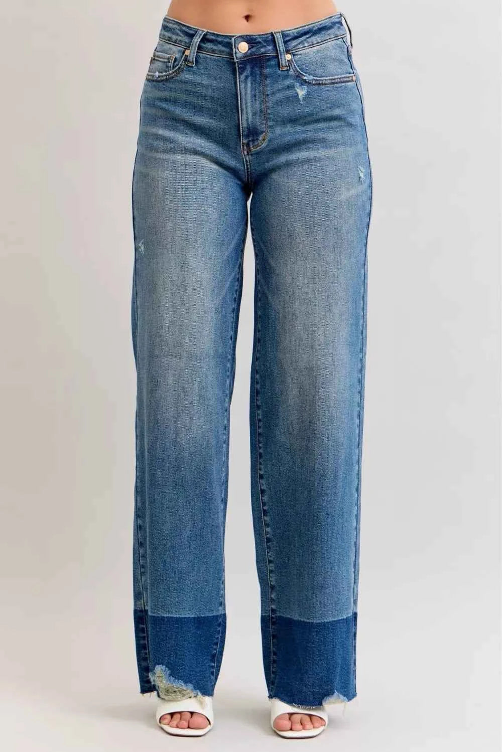 Judy Blue Raw Hem High Waist Column Straight Jeans ab0c9f8ea37c4afd89746534f543f75e-Max-Origin