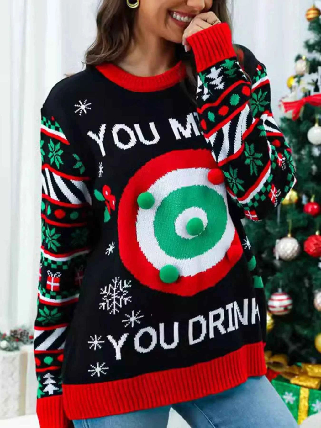 Christmas Ribbed Hem Long Sleeve Sweater ab0d727a-6f5a-41df-b40e-b00ac21564cc-Max-Origin