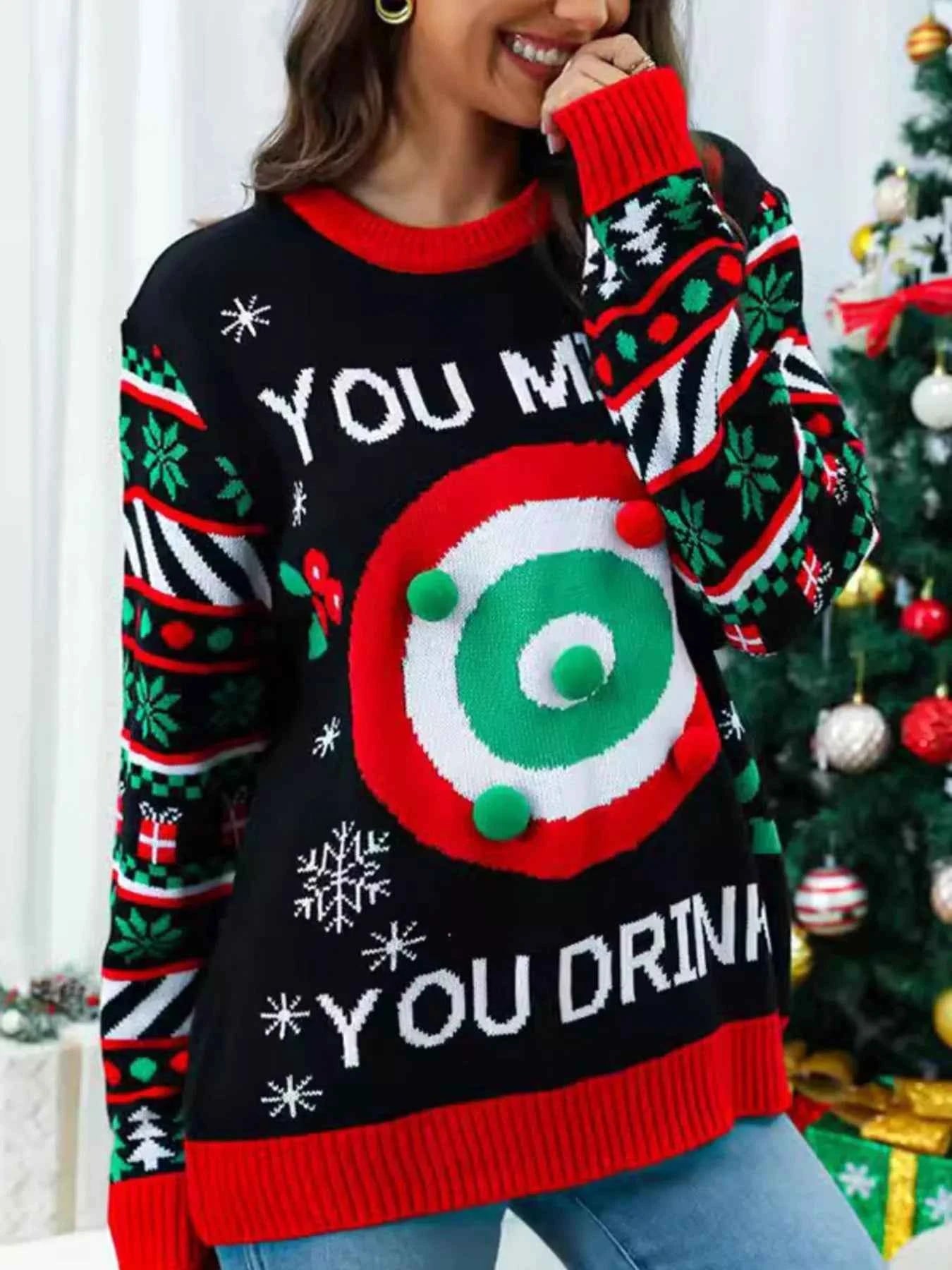 Christmas Ribbed Hem Long Sleeve Sweater ab0d727a-6f5a-41df-b40e-b00ac21564cc-Max-Origin