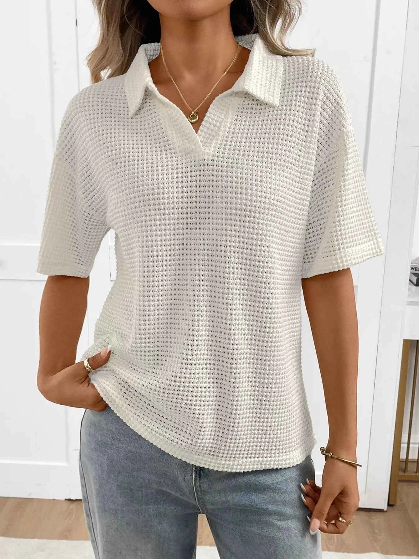 Striped Knit Short Sleeve Top ab27df008fdc41128b0bad4aa47b6a87-Max-Origin