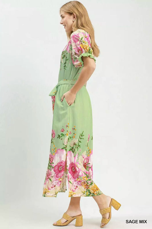 Mix Floral Border Print Midi Dress ab2c98a8-9344-4f90-8fff-6d62b9ad2067-Max-Origin