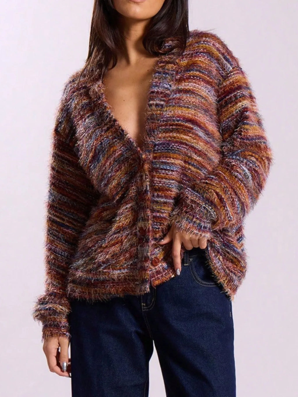 V-Neck Long Sleeve Cardigan ab2db312-d37b-44bb-83af-3bd41305b557-Max-Origin