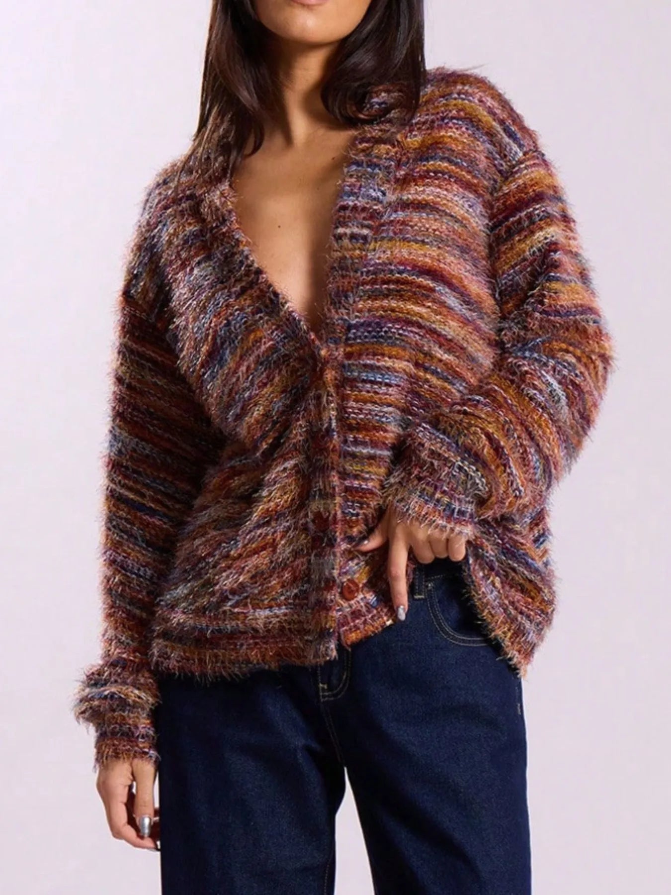V-Neck Long Sleeve Cardigan ab2db312-d37b-44bb-83af-3bd41305b557-Max-Origin