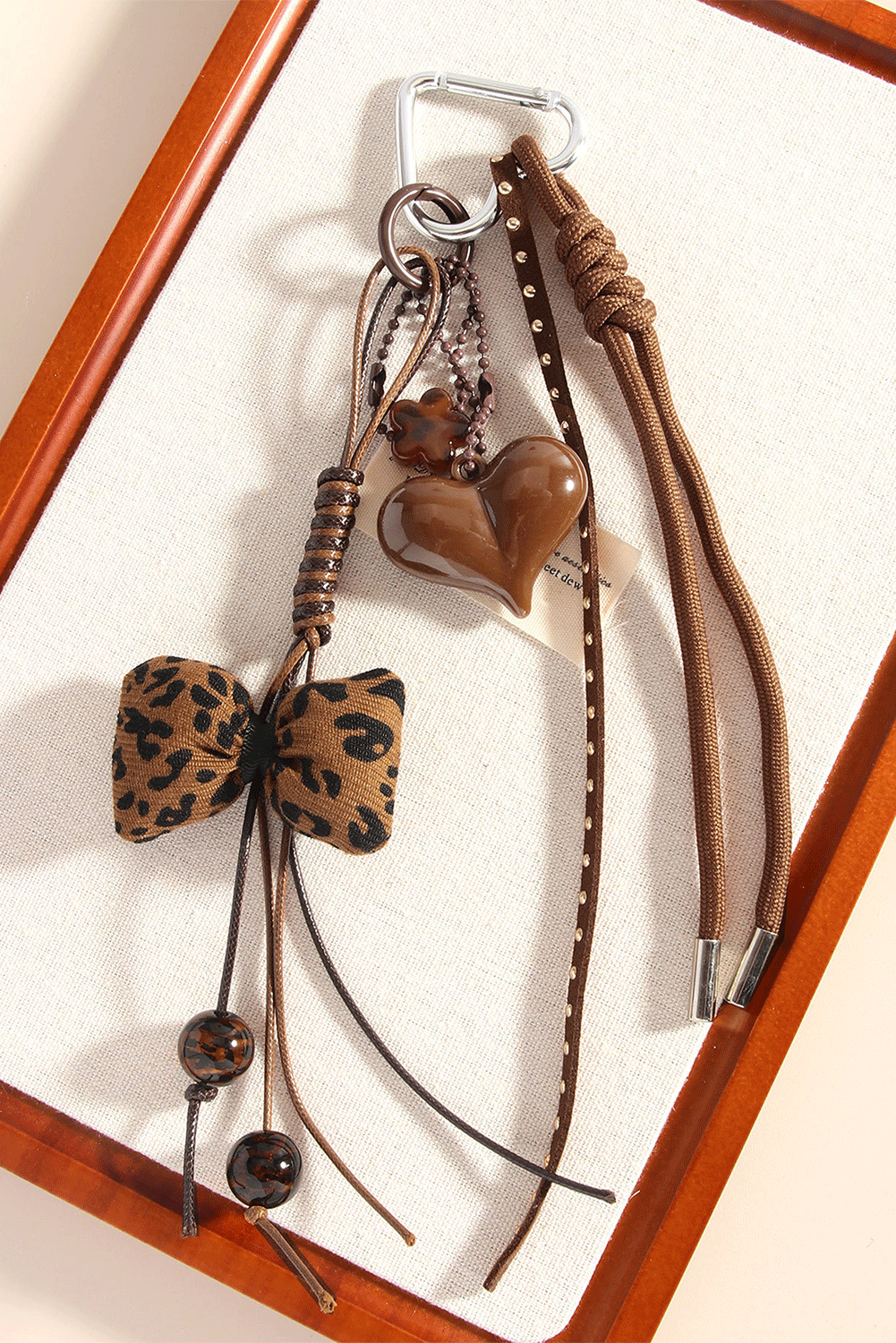 Thai Curry Bow and Heart Pendant Keychain ab2e906a081b6d03