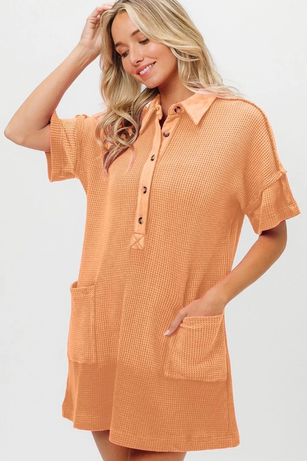 BiBi Dip Dye Mineral Washed Knit Dress APRICOT ab39aa2a-14fd-4e22-a7e5-8e916d9fd0c0-Max-Origin
