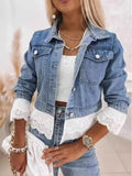Cropped Denim Jacket with Lace Trim Blue ab4db7292f784a639bf69f13d9d6f9b0-Max-Origin