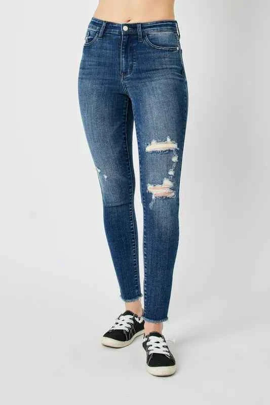 Judy Blue Full Size High Waist Distressed Skinny Jeans ab55c66a-e089-4a3f-908d-3acb081a6ead-Max