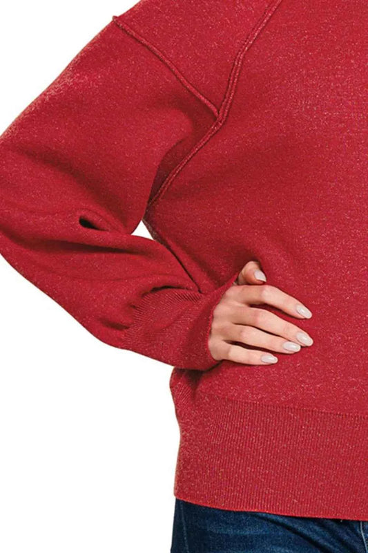 Viscose Mock Neck Exposed Seam Sweater ab659eb5-ac5e-4e9f-a2fd-cf77534aedbf-Max-Origin