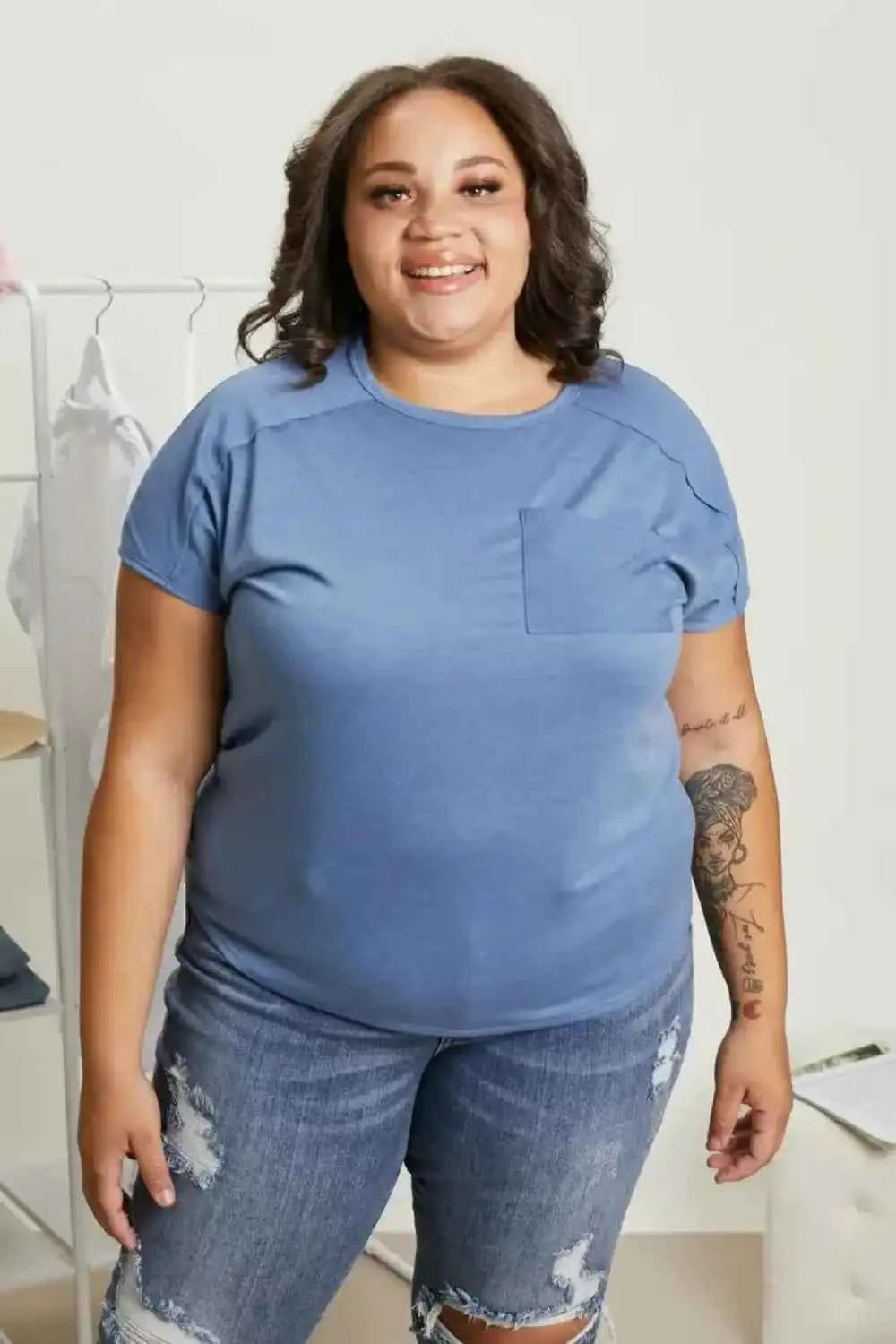 Sew In Love Full Size Exposed Seam Round Neck Short Sleeve T-Shirt ab698ab0-e08d-431e-9199-a87f81bd7c71-Max