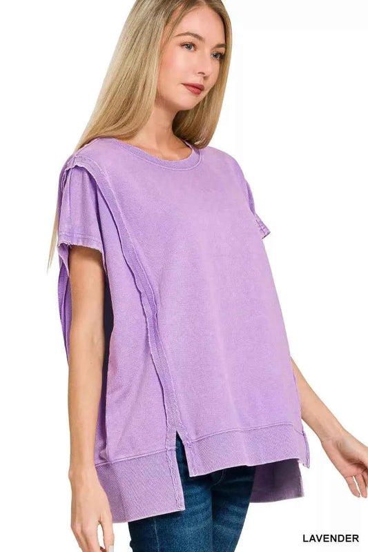 French Terry Acid Washed Hi-low Top LAVENDER ab6f5d6dcd834828946577f164cfbe21-Max-Origin
