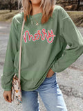 Merry Letter Christmas Sequined Twisted Ribbed Sweatshirt Sage ab7757be029a4f52bb44571c88f00c07-Max-Origin