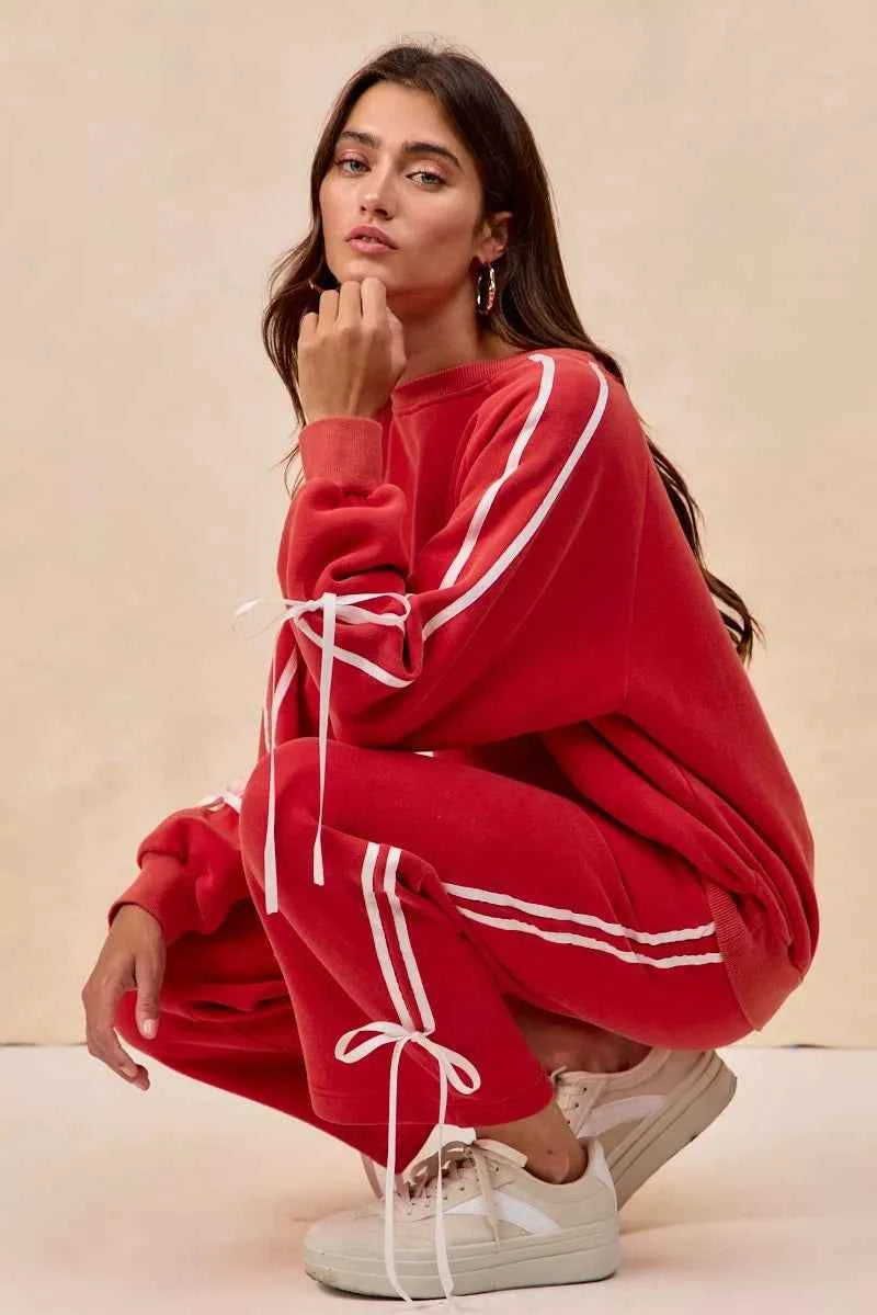 BiBi Side Lined Bow Details Fleece Sweatpants ab7ac1a3c3dc418ca907165b6ef1dd4c-Max-Origin