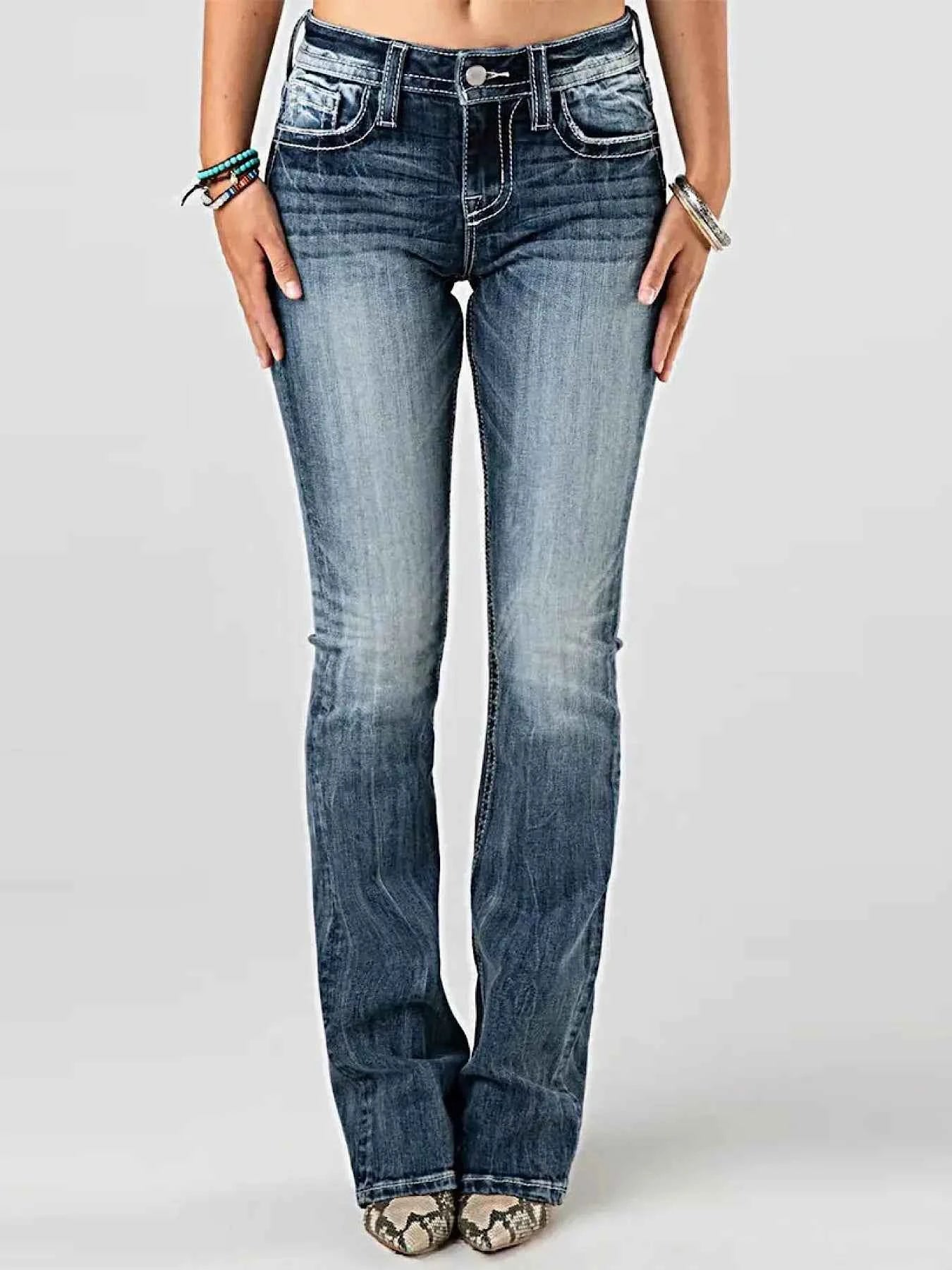 Embroidered Washed Bootcut Jeans Navy ab7d556823fb4ec08b0ae339c14cedb5-Max-Origin