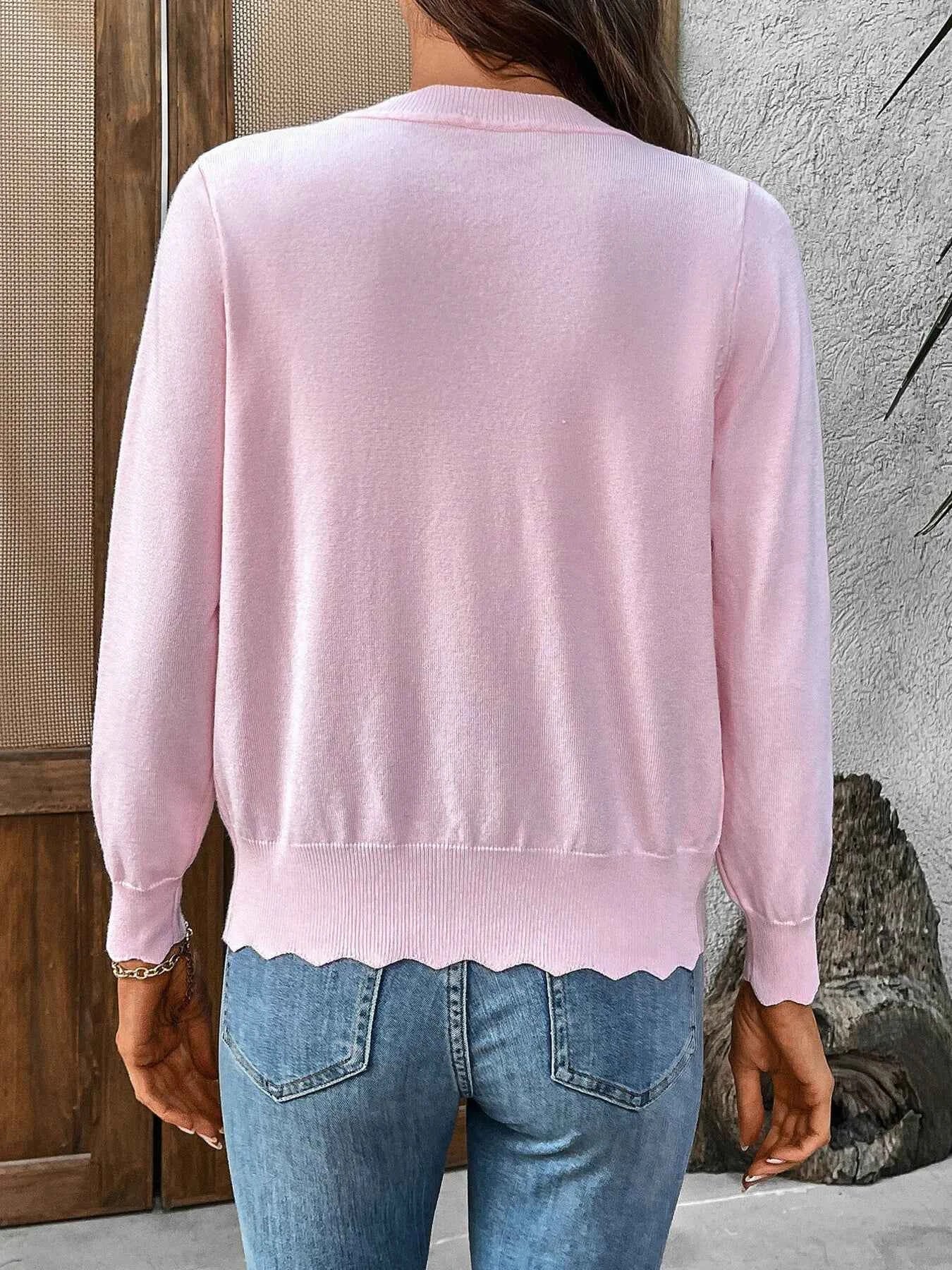 Ribbed Edge Button-Up Knit Cardigan ab80db7daa53478587f64185745f4c15-Max-Origin