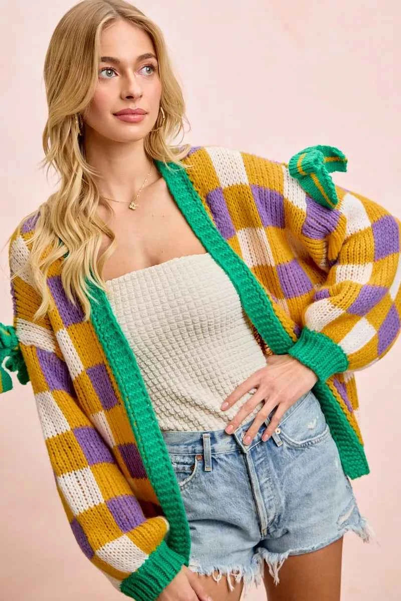 BiBi Mardigras Checker Board Front Open Cardigan ab822b3e604f4ffb95d29c21719c8a9d-Max-Origin