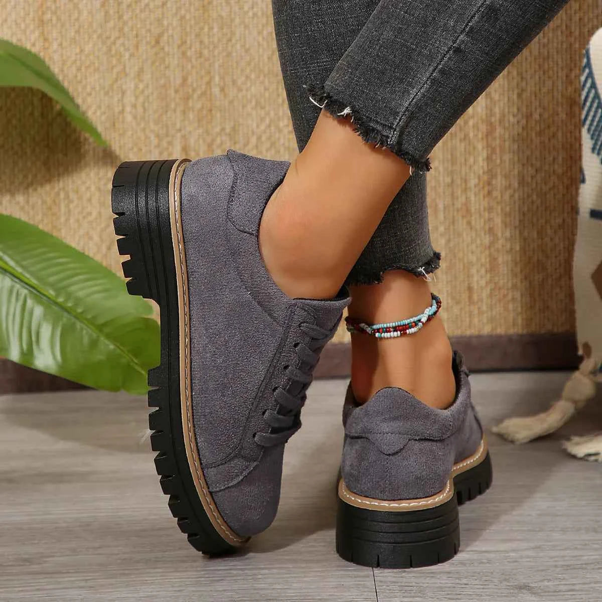 Lace Up Round Toe Platform Sneakers Grey ab843e2f93bc46e4adb5e7cfc6bd2182-Max-Origin