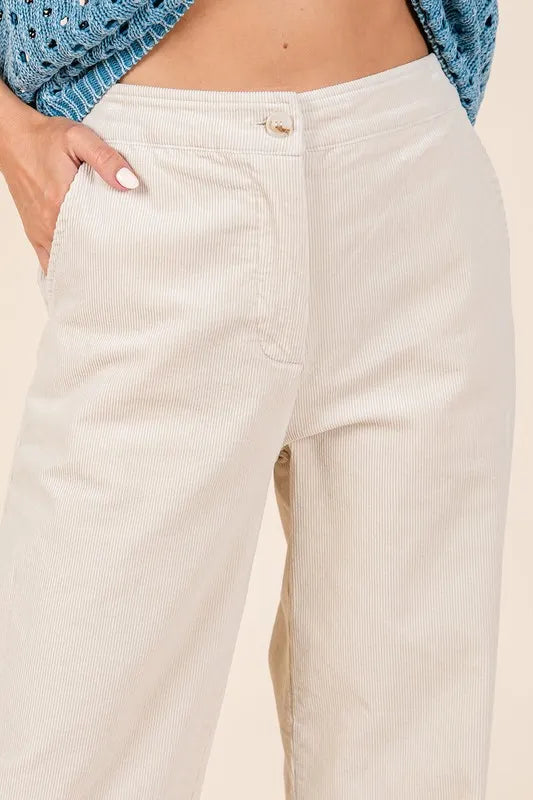 Mittoshop Corduroy Back Elastic Waist Pants Bone ab8c51e1-2235-4c05-bc74-02b09c02dc09-Max