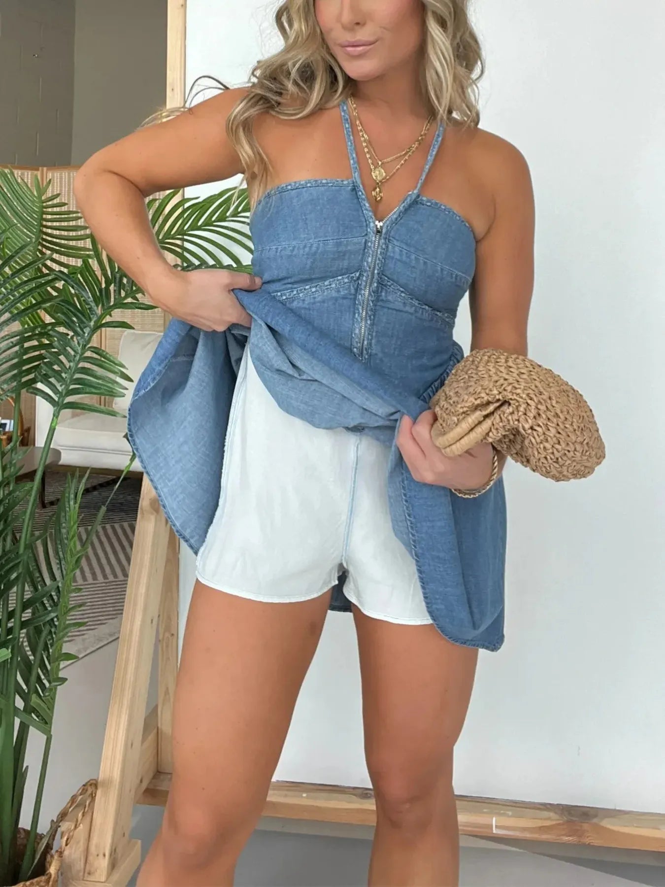 Full Size Lace Up Halter Neck Denim Dress Plus Size ab9bd227fa6f40a98576b5f7827b47c9-Max-Origin