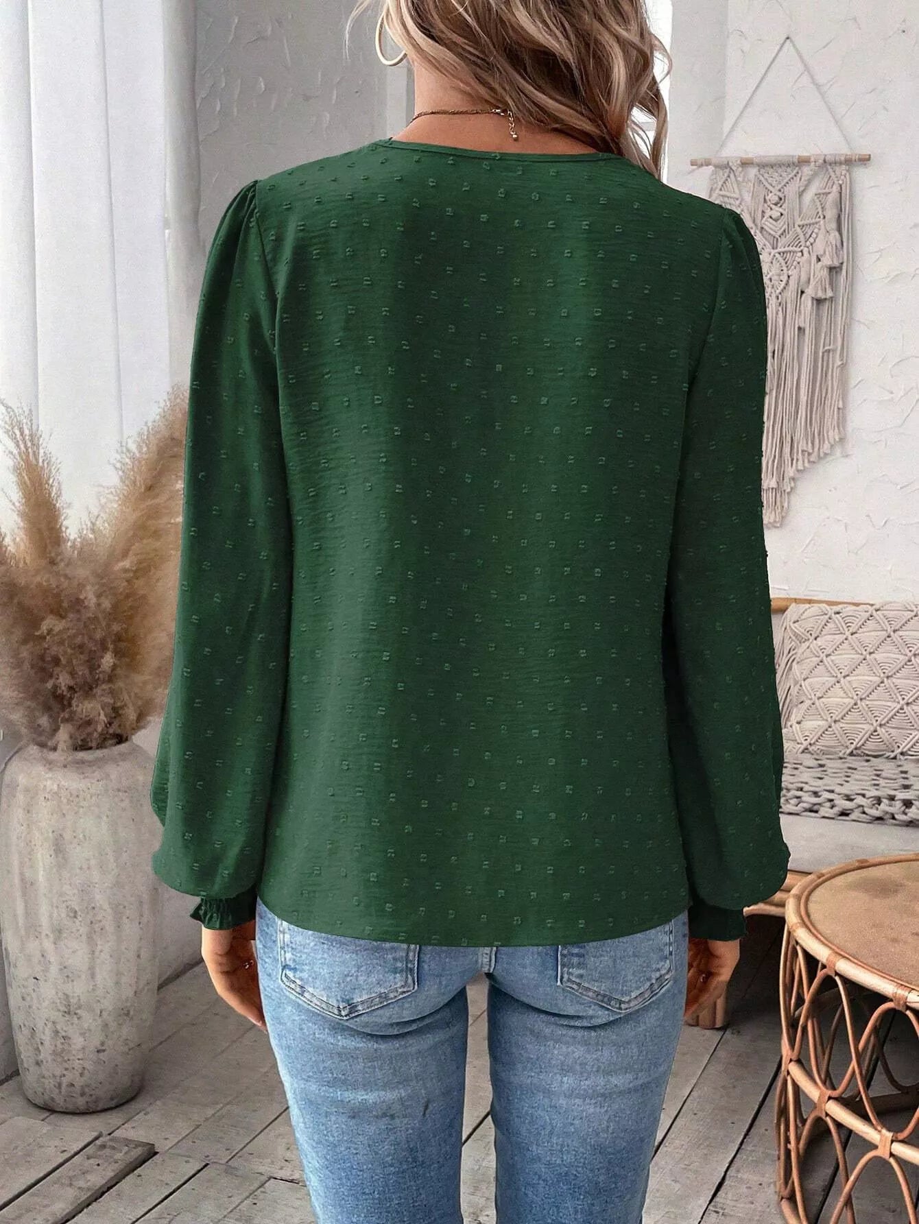 Swiss Dot Lace Detail Long Sleeve Blouse aba30769-c24a-4635-945f-8736f69eb21f-Max-Origin