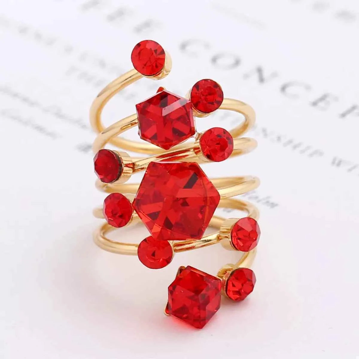 18K Gold-Plated Multi-Layered Ring Red One Size aba6c428-2223-4b17-8c18-0a86e6888b3b-Max-Origin