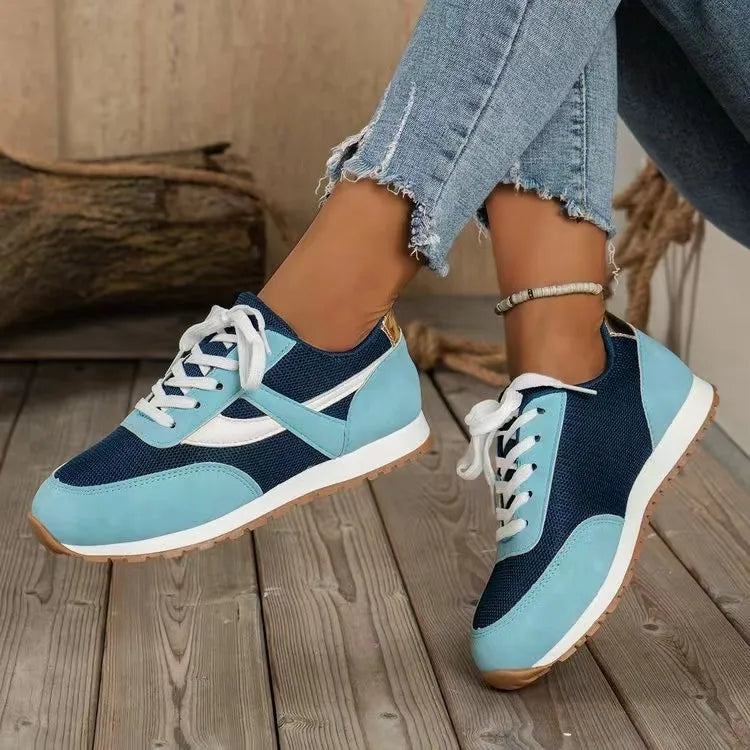 Mesh Contrast Round Toe Sneakers Navy aba9c47b-1fb5-44ec-acc6-78b8f4a16af4-Max