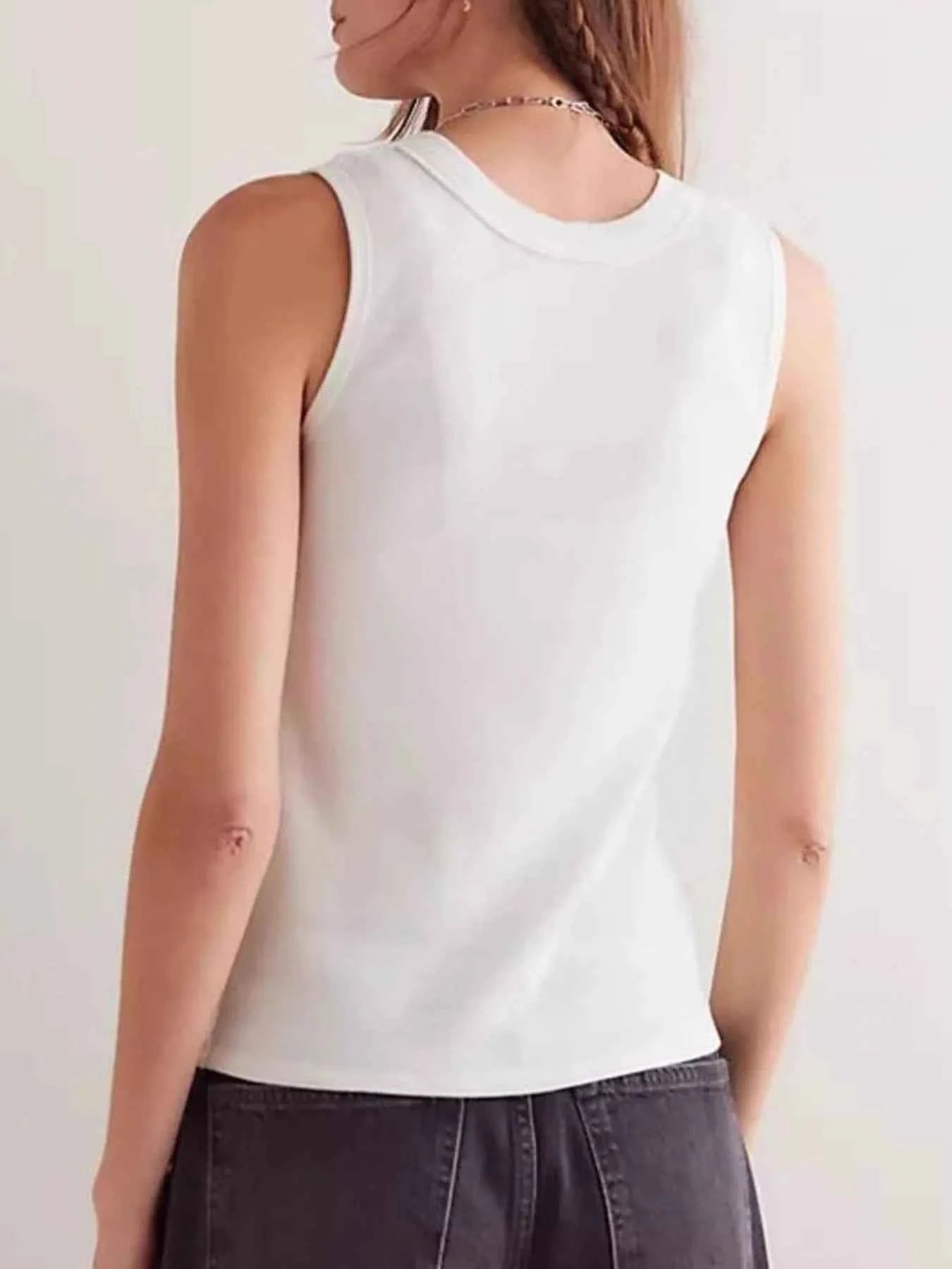 Snap Down Round Neck Ribbed Slim Tank Vest abb237a0-7c77-465a-8c55-a27746e91ab7-Max-Origin