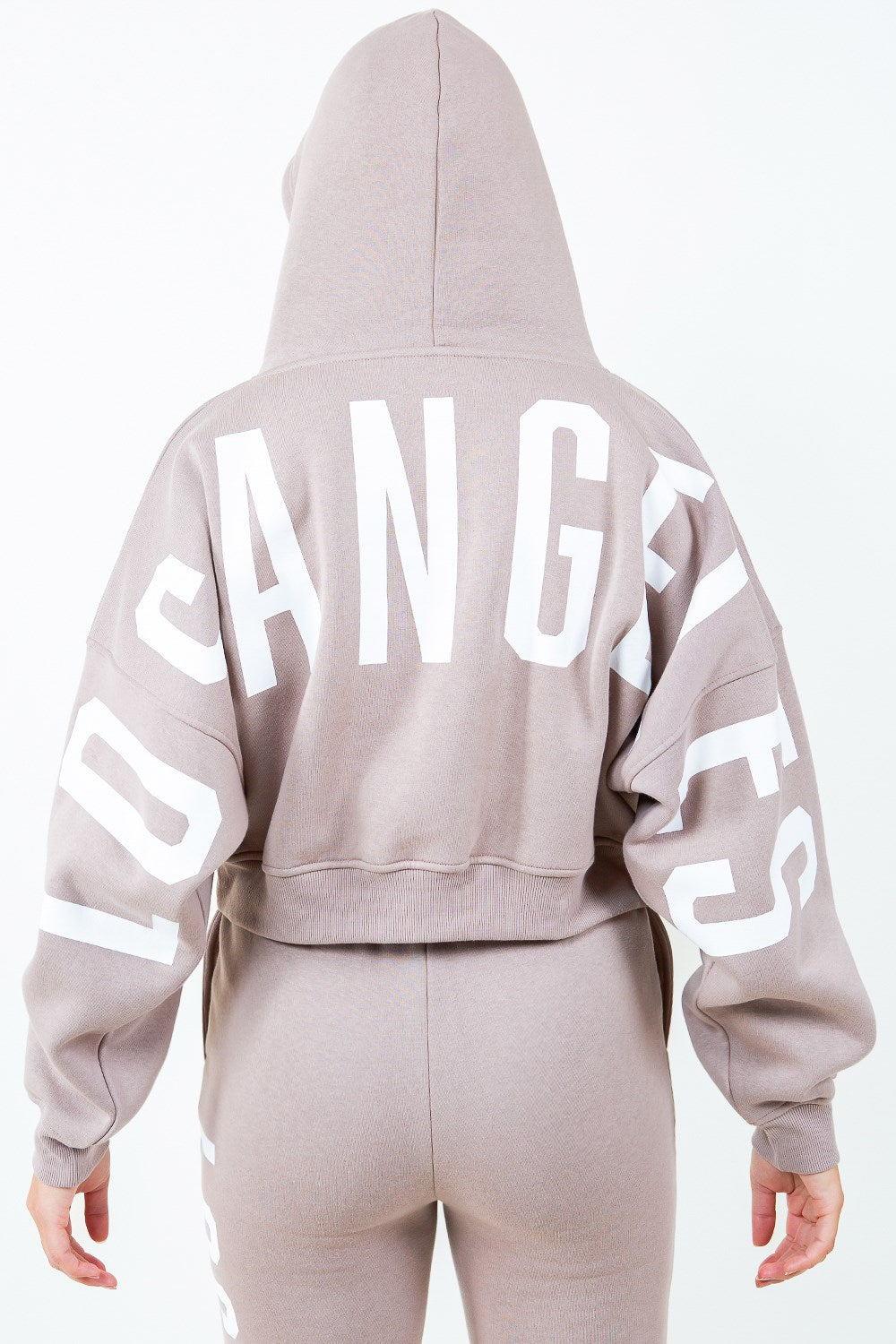 American Bazi Letter Graphic Long Sleeve Drawstring Cropped Hoodie abb2bf39-e0fb-4d6a-93a3-2d726d8ffe59-Max