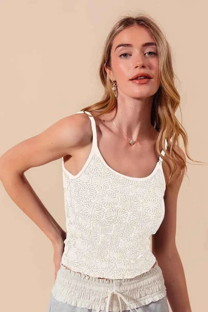 SO ME Two Tone Floral Seamless Tank Top IVORY abb3e12008ab416a90c50bc4f3c0552b-Max-Origin