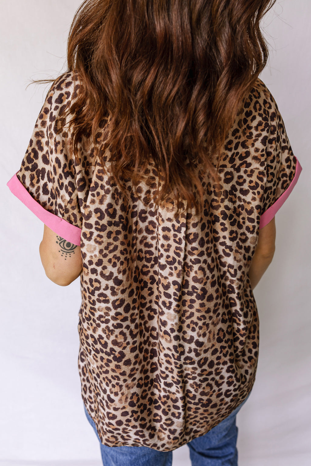 Leopard Print Contrasted Trim Animal Short Sleeve Shirt abb5b906ff517b7d