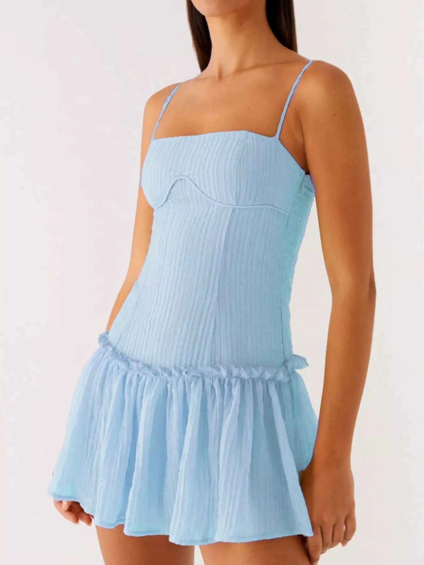 Ruffle Hem Cami Mini Dress Blue abc261a4-1a9e-4748-90b1-1a08e5ac1727-Max-Origin
