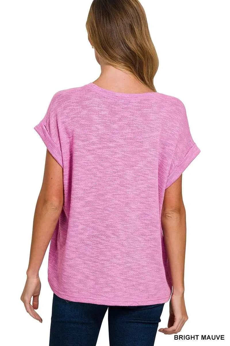 Zenana Hacci Slub Rolled Up Sleeve Tee abc2b68270b348ff8bbe5b2adbbd5a5d-Max-Origin
