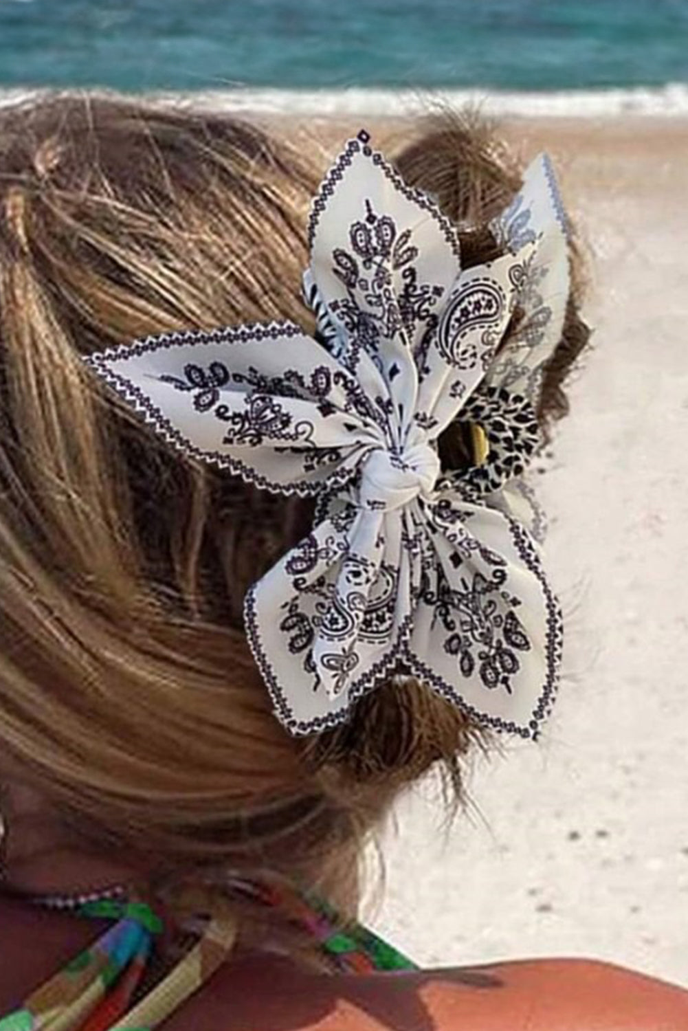 Black Paisley Floral Print Bow Knot Hair Clip abcdfc18eff9a3a8