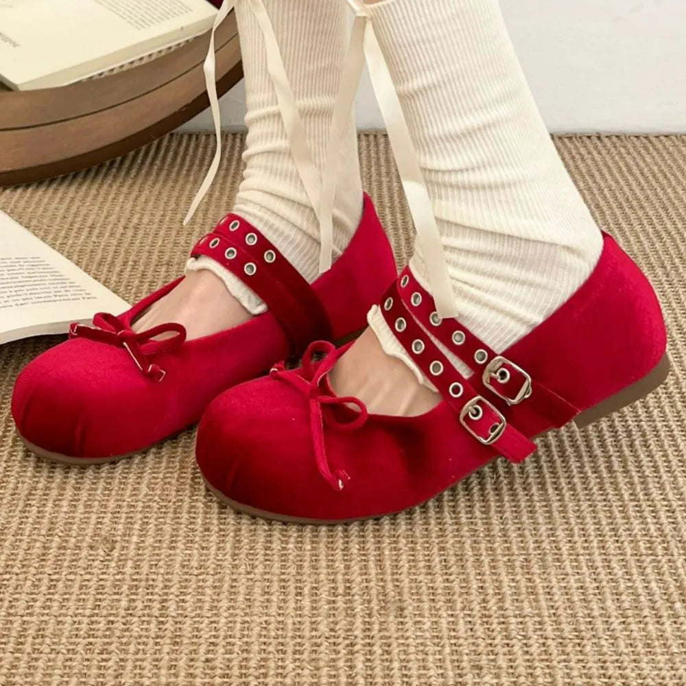 Round Toe Flats Slip-Ons Red abd5d219-6af1-4633-8cac-1d014d58aa3c-Max