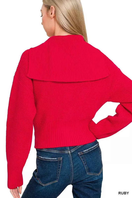 Ribbed Collared Zip Up Sweater Cardigan abddad3e02934e96b03cb597a1c8eb69-Max-Origin