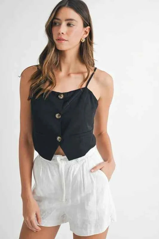 MABLE Linen Mix Button Down Tank Top Black abe4c8c9d2464f50a83e23e53539a491-Max-Origin