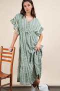 VERY J Embroidered Boho Ruffled Midi Dress Sage abe65d3056b64fd5aba44f53332af267-Max-Origin