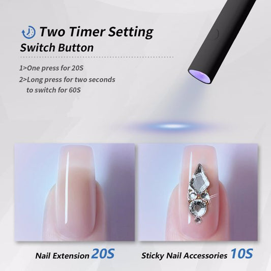 UV For Gel Nails, Mini U V LED Nail Light Handheld, With Bracket, Portable Nail Dryer, Rechargeable USB Wireless, For Fast Drying, Black abec3593-5759-4321-ba70-b3d95d205845