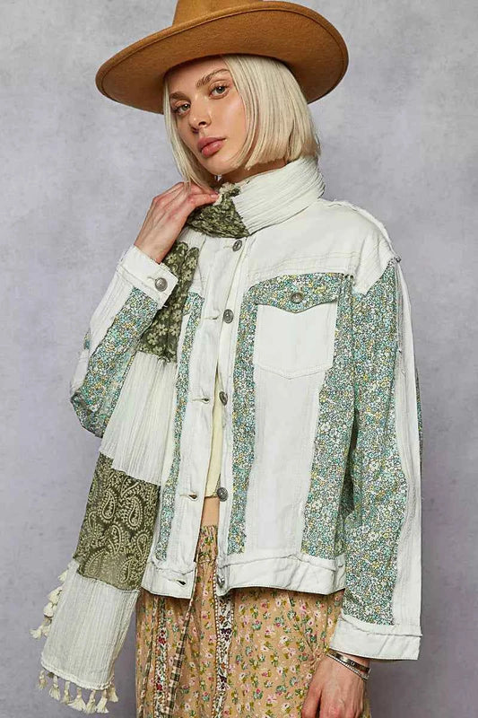 Button Down Patchwork Denim Jacket with Floral Print Details abef6cb5-9a48-432e-b517-45615c883bc7-Max-Origin