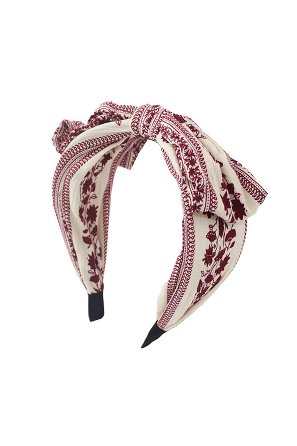 Coral Retro Floral Vine Printed Bow Knot Headband abf0bff3631c102a