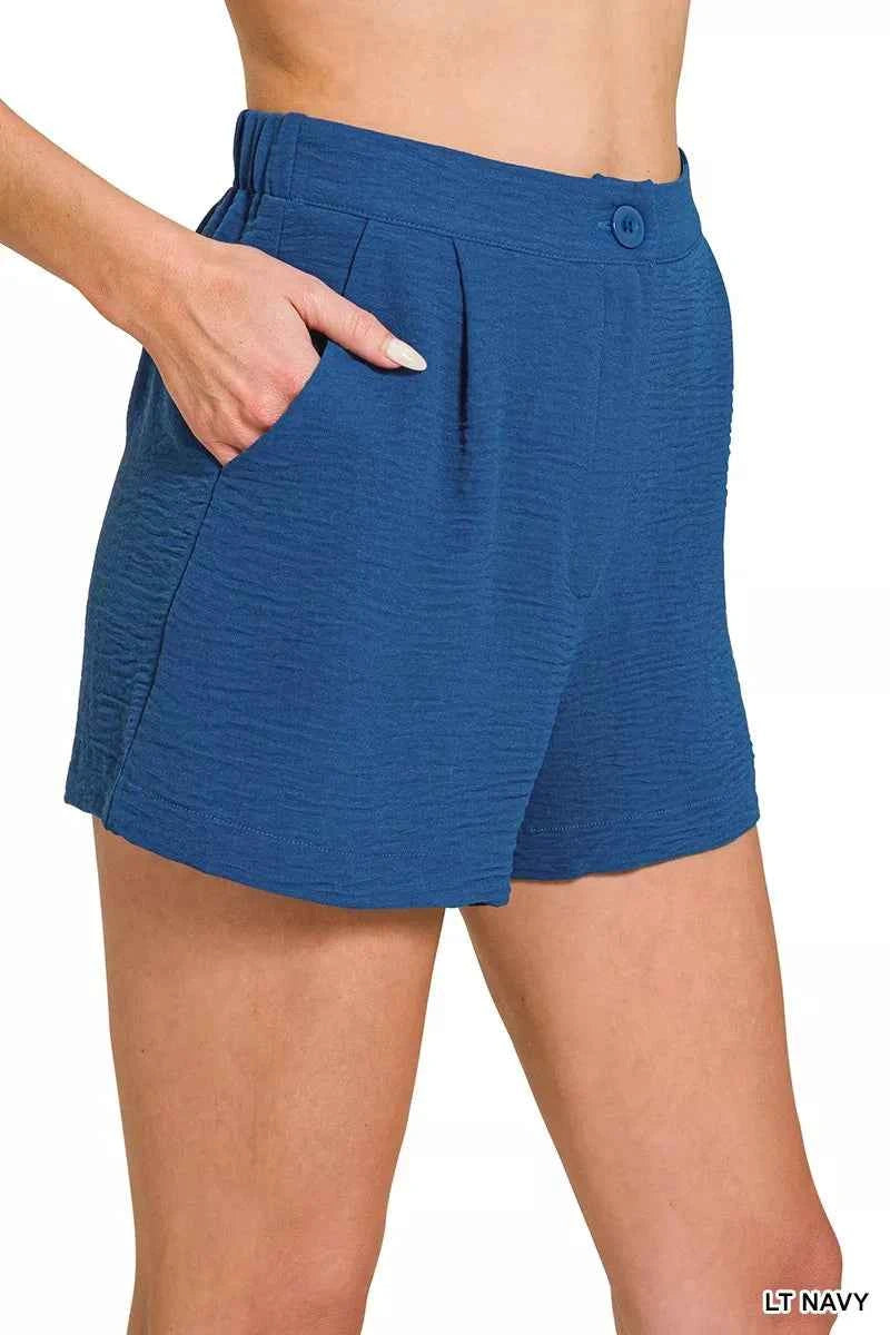 Zenana Woven Airflow Back Elastic Waist Shorts abfda719216f412897d67a6843e87cdf-Max-Origin