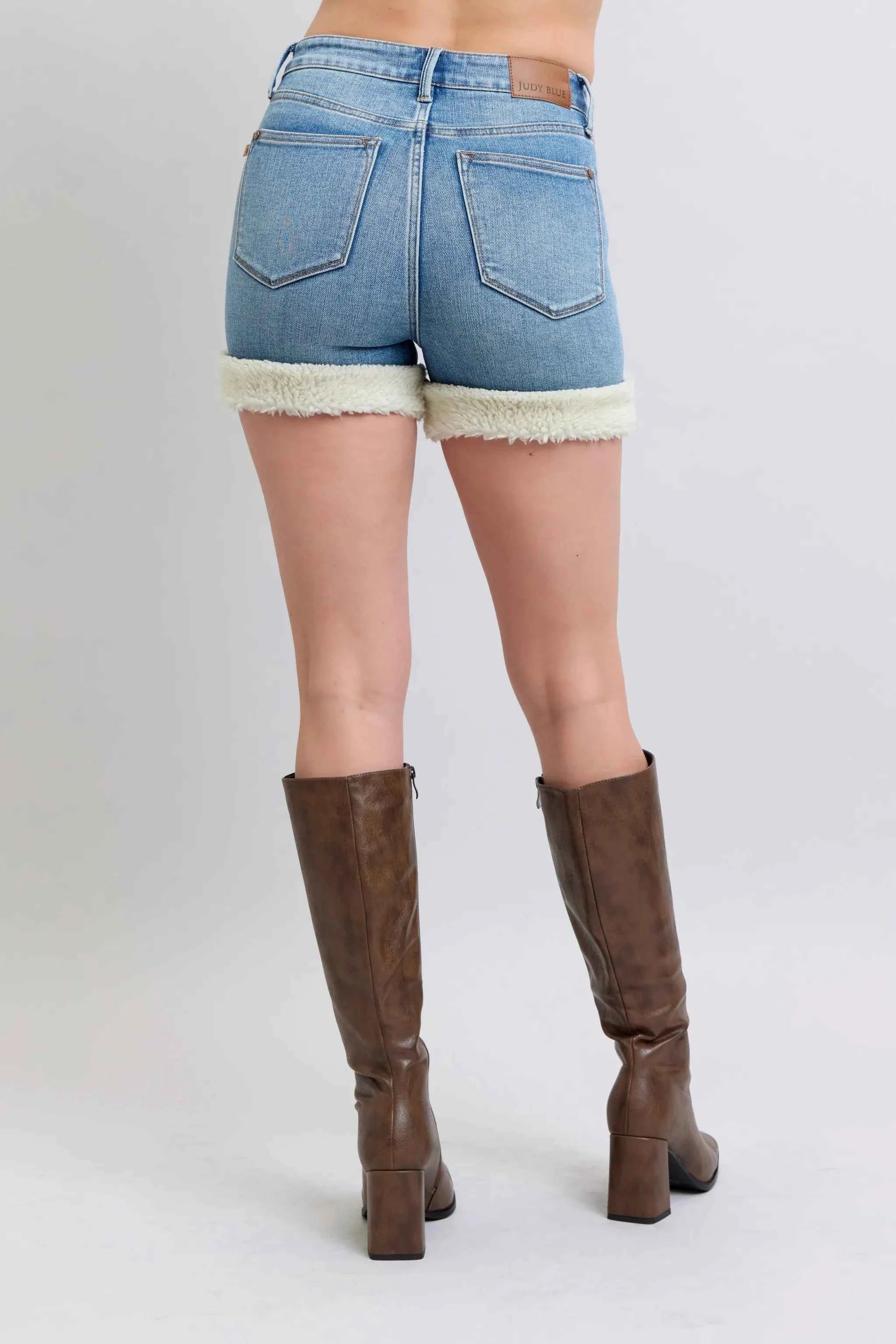 Judy Blue Full Size Hw Tummy Control Shearling Cuff Denim Shorts Plus Size ac0287d9443845ba97c5375b1ba2e2bb-Max-Origin