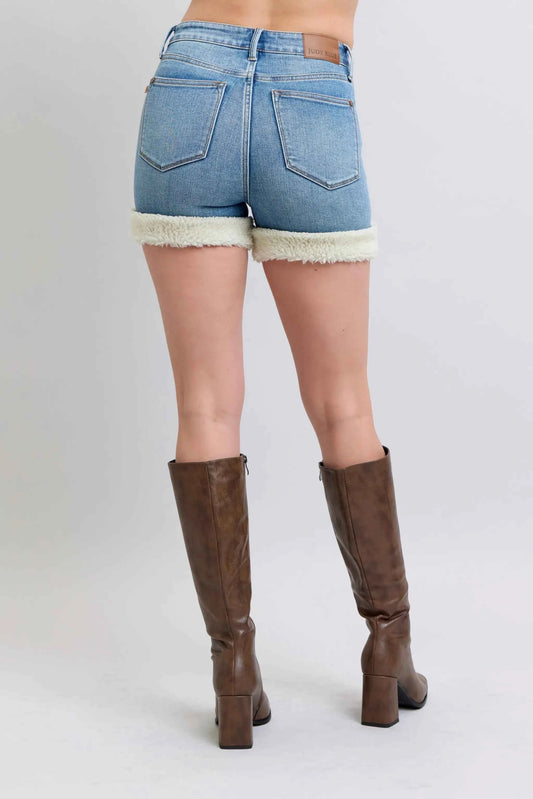 Full Size Hw Tummy Control Shearling Cuff Denim Shorts Plus Size ac0287d9443845ba97c5375b1ba2e2bb-Max-Origin